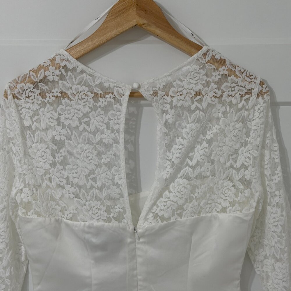 Lulus White Lace Long Sleeve Mini Dress Bridal Shower NWT Size M - Picture 3 of 16